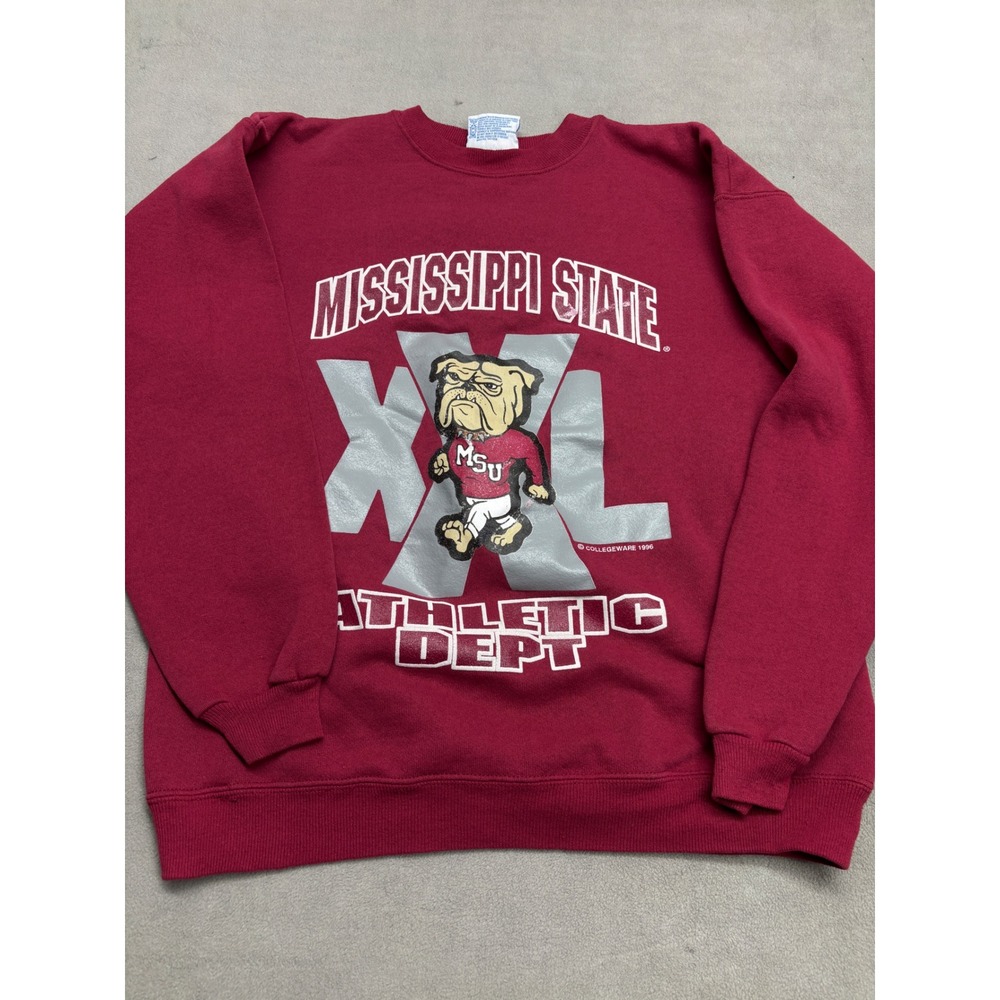 Vintage 1996 Mississippi State Bulldogs Hanes Heavyweight Sweatshirt Medium